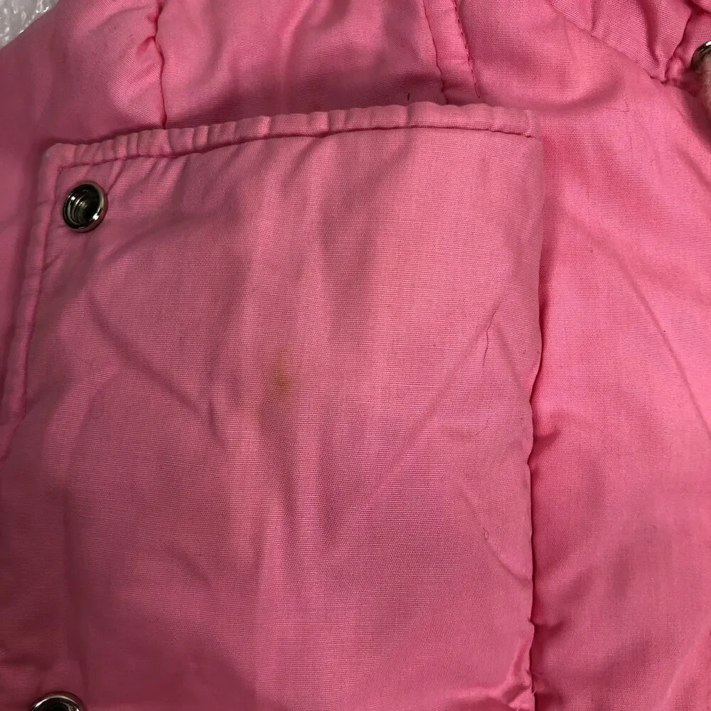 London Fog Vintage 1990's Baby Girl Puffer Coat Pink Zipper Hood Size 24 Months